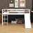 Twin Size Rubber Wood Low Loft Bed – Slide, Ladder & Safety Guardrails-1787994770