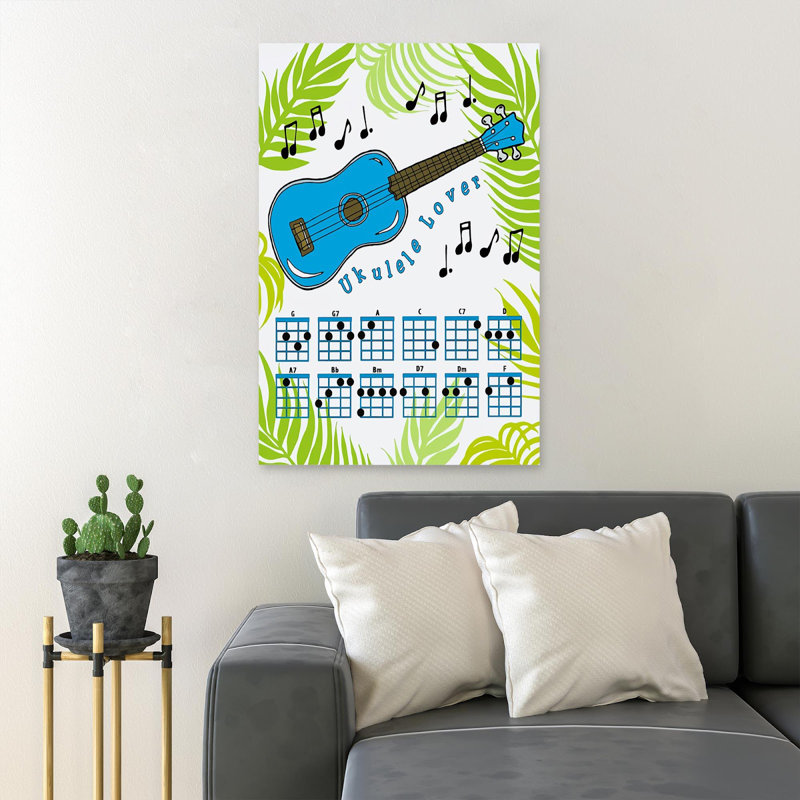 «The d'Ukulele - Lover», reproduction d'art graphique sur toile tendue, H 20 po x l 16 po x P 2 po