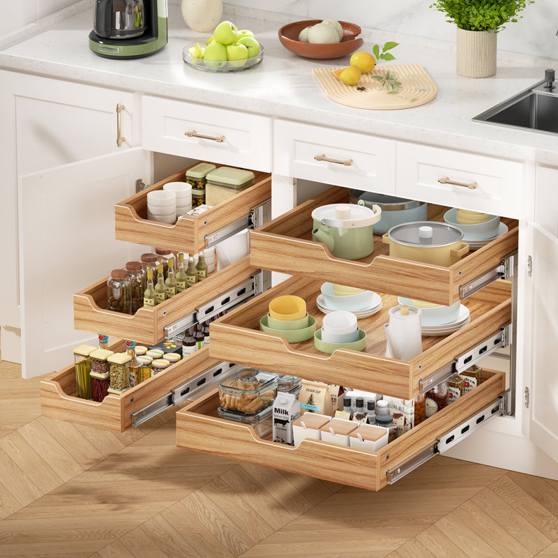 Rangement à 3 niveaux pour armoire coulissante l 9 po x P 21 po, tiroir en bois coulissant robuste, 9''