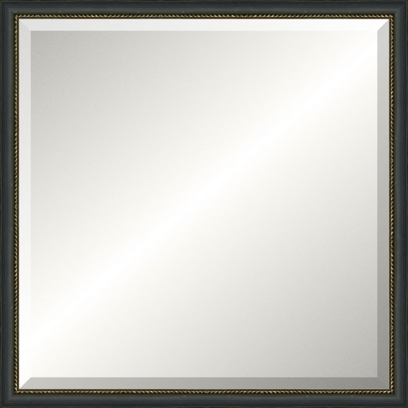Distressed Black Old World Mirror, Small Square