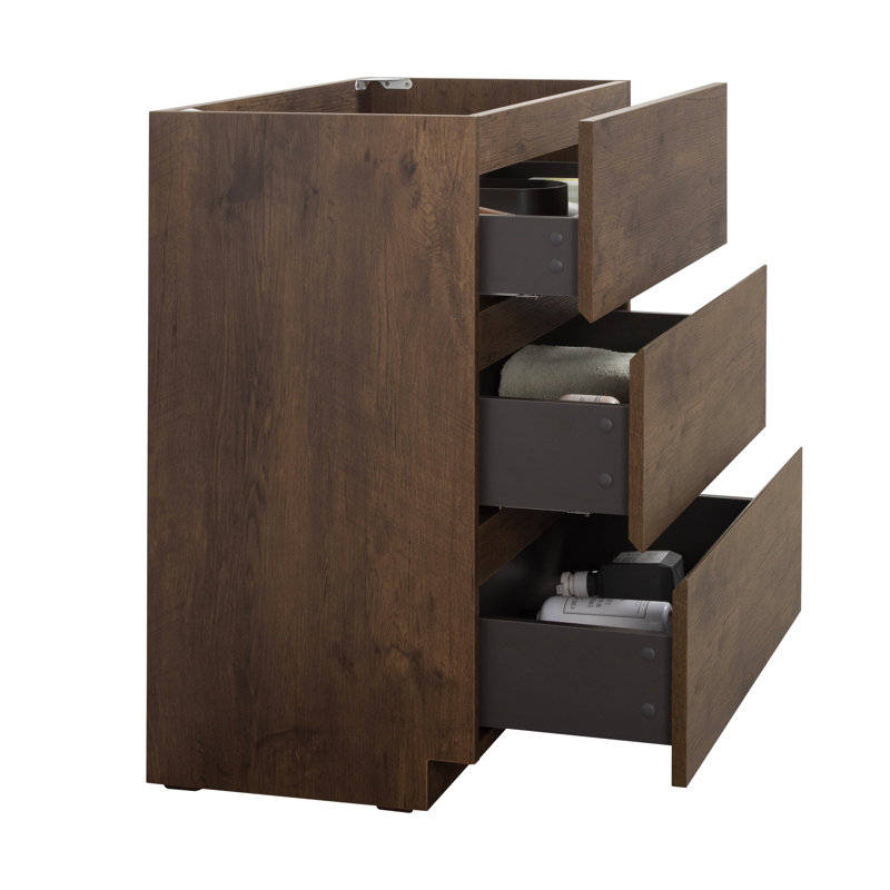 Derrance Single Bathroom Vanity with Ceramic Top, Walnut, 36"