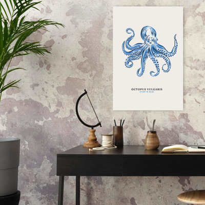Contemporary Art Vintage Octopus Ocean Beach Wall Art 1 Piece Wrapped Canvas Wall Art
