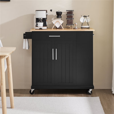 color 39.5 " W Kitchen Cart and Kitchen Island with Solid Wood Top