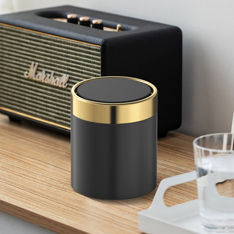 Petite poubelle de bureau avec couvercle, Noir