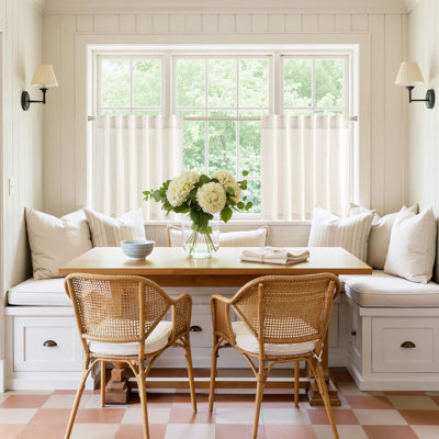  Kitchen Curtains for Small Windows 2 Tier Panels Back Tab Pocket Burlap Linen Sheer Cafe Curtain for Bathroom Cabinet,Farmhouse Window Covering