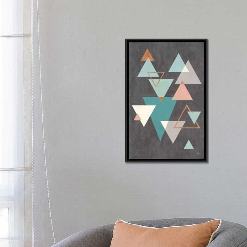 «Abstract Geo II Black», impression sur toile, H 26 po x l 18 po x P 1,5 po, Toile encadrée noire, Pas de tapis