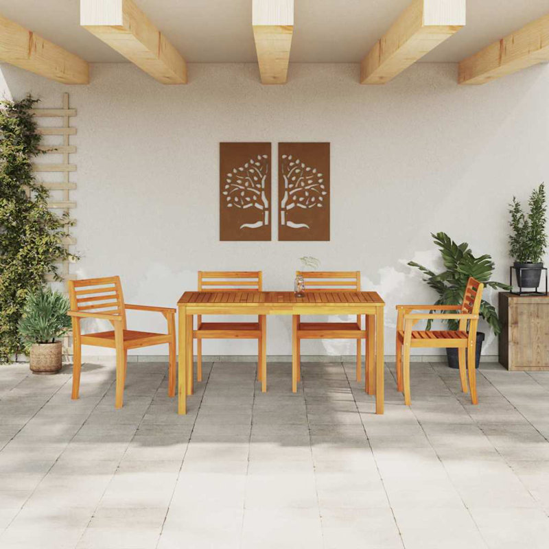 4 - Person Acacia Patio Dining Set with Rectangular Table