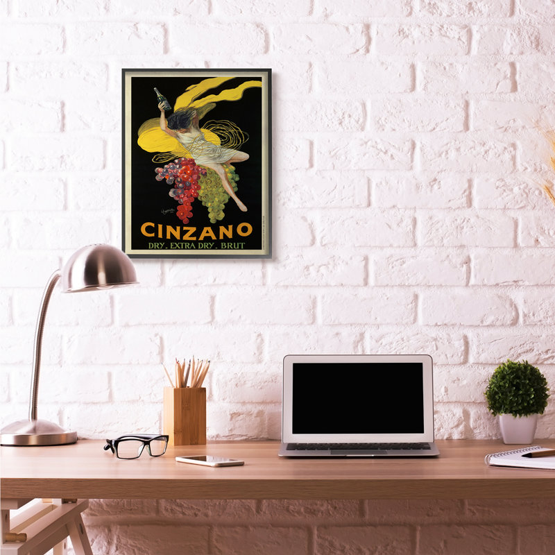 «Cinzano», affiche rétro «Wine Design XXL Black», estampe numérique de Marcello Dudovich, H 30 po x l 24 po, Noir