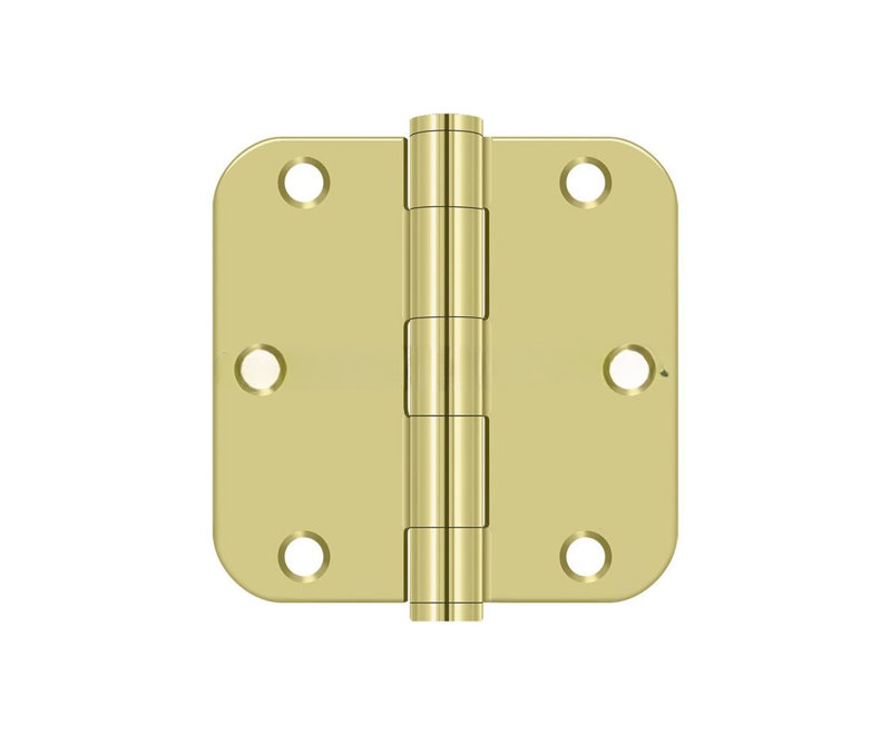 Charnière Deltana S35R5HD3 3 1/2 po x 3 1/2 po x 5/8 po Deltana, paire de laiton HD poli, Laiton poli, Acier