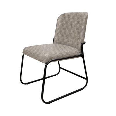 Jenny Dining Side Chair Set Of 2, Beige Polyester, Black Iron Frame