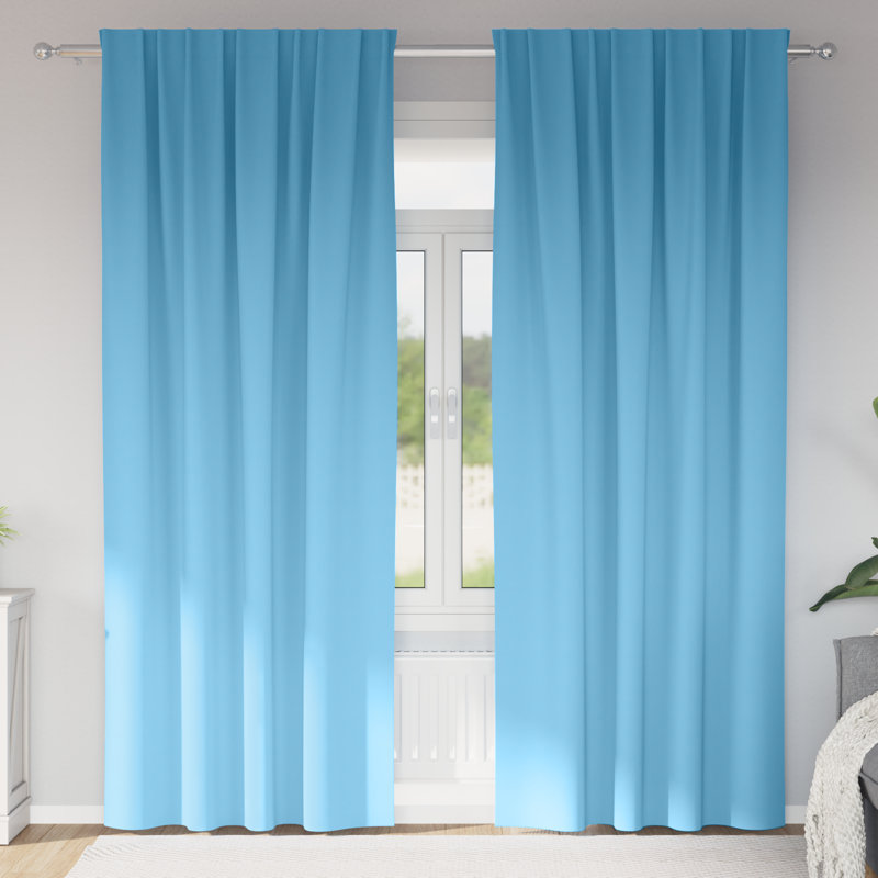Curtains With Curtains 2 Pcs Polyester, Light Blue, 140cm Width x 260cm Drop