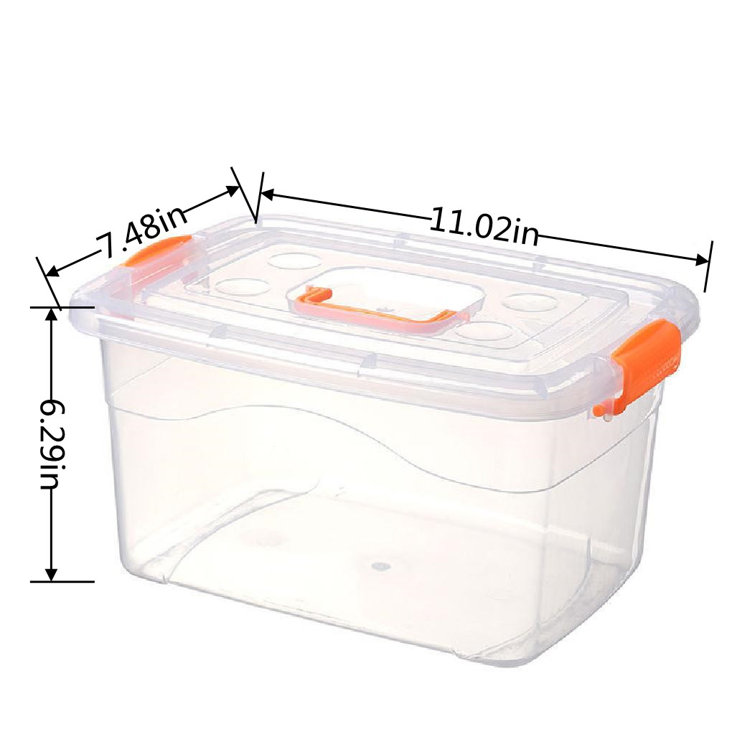 Transparent Box Plastic Storage Box Thickened with Lid Portable Sundries Storage Box Toys and Clothes Storage Box Rebrilliant Capacity: 7.26 qt.