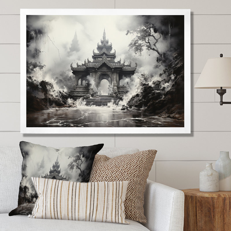 Thailande, temple, lueur spirituelle I, H 24 po x l 32 po x P 1 po, Cadre photo blanc