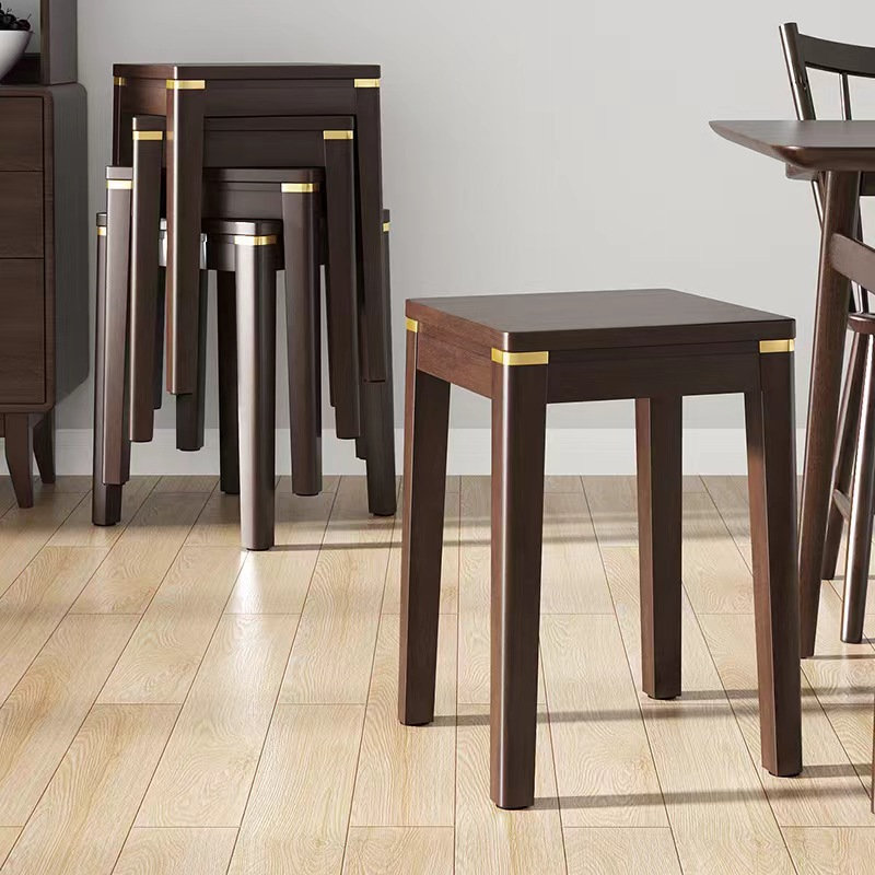 Tabouret de luxe, pliable, banc, à usage domestique, tabouret carré, tabouret de salon en bois moderne, design minimaliste.