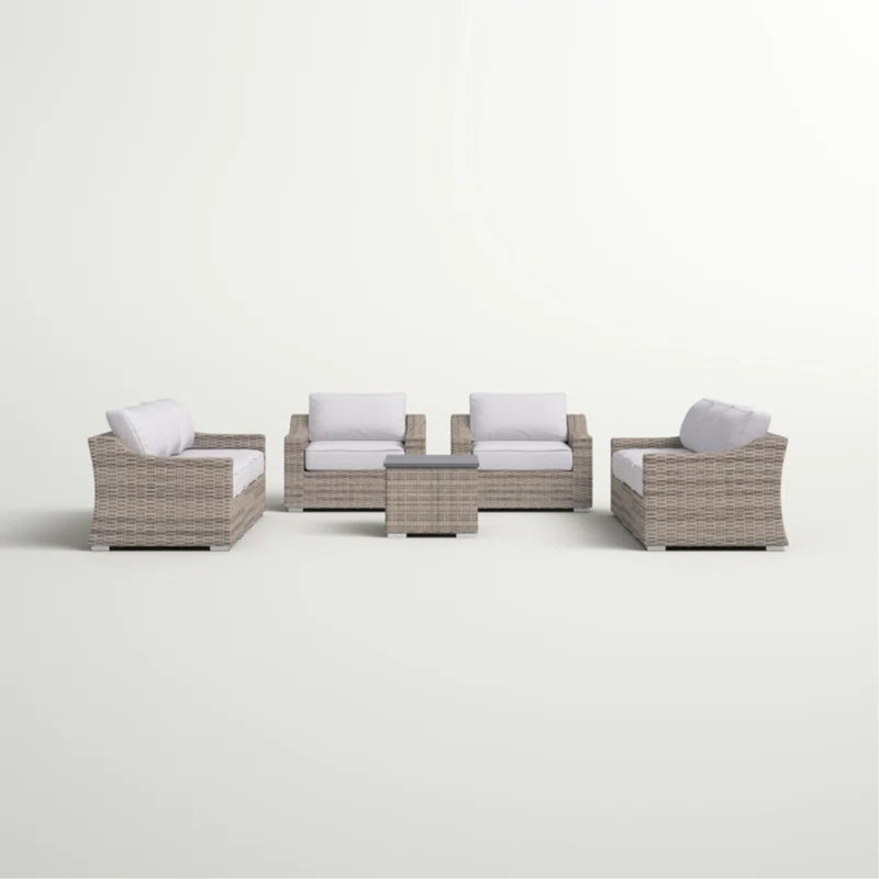 Ensemble modulaire de patio en osier toutes saisons 8 pièces - pré-assemblé avec coussins