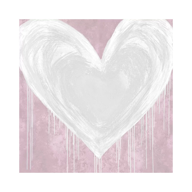 Big Hearted White On Pink by Lindsay Rodgers - Wrapped Canvas Print, 45.72 cm H x 45.72 cm W x 1.91 cm D