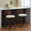 Tabouret de bar pivotant de style Mid-Century beige moderne de 26 po avec dossier et pieds en noyer