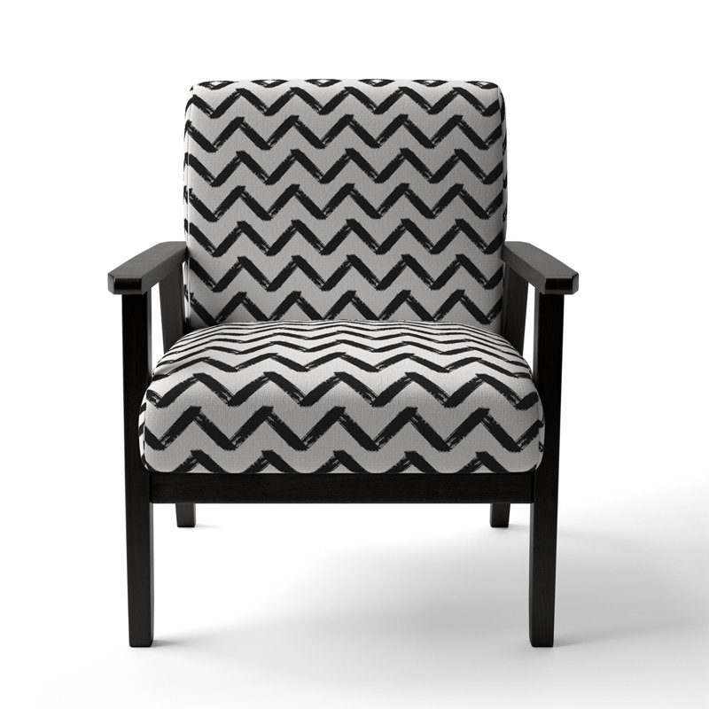 Fauteuil d'appoint rembourré à motif à chevrons horizontaux noir