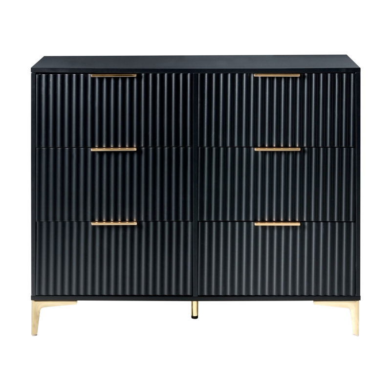 108 cm W Chest of 6 Drawers, Black