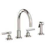 East Linear Double Handle Kitchen Faucet with Side Spray