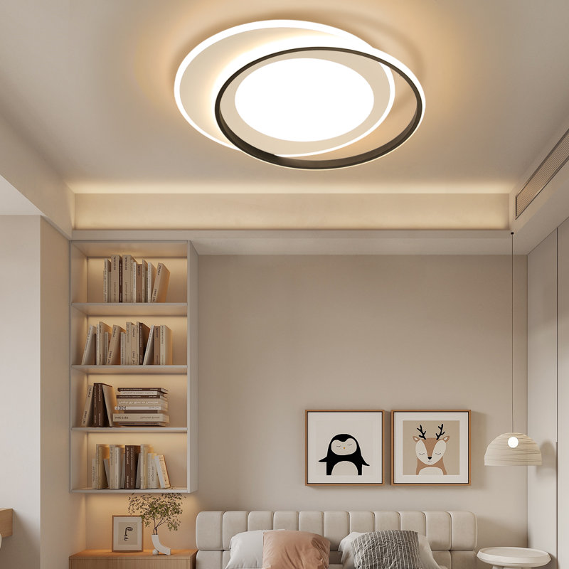 Ivy Bronx 1-Light 7cm LED Integrated Flush Mount, Black/White