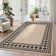 Modern Easy Jute Rug Machine Washable Geometric Bordered Indoor Outdoor Carpet with Non-Slip Backing, Non-Shedding Floor Cover for Backyard, Bedroom, Patio