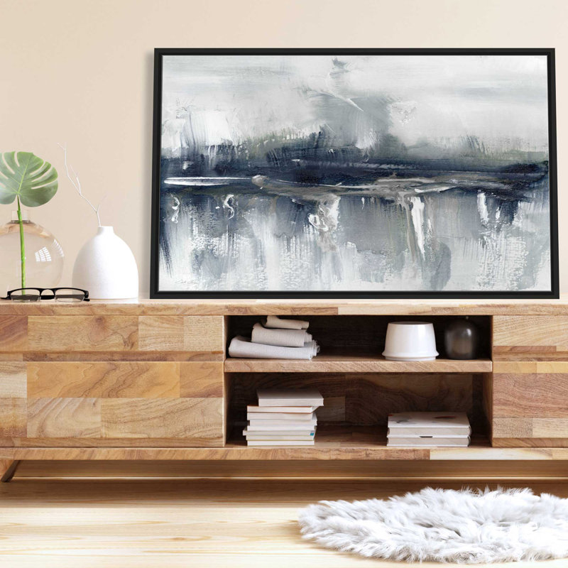 Indyscape II par Stella Chang - Peinture, L 63,5 po x H 39,5 po, Cadre noir