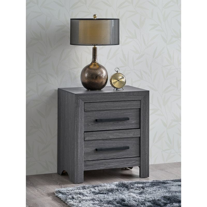 Plank-Front 2-Drawer Nightstand