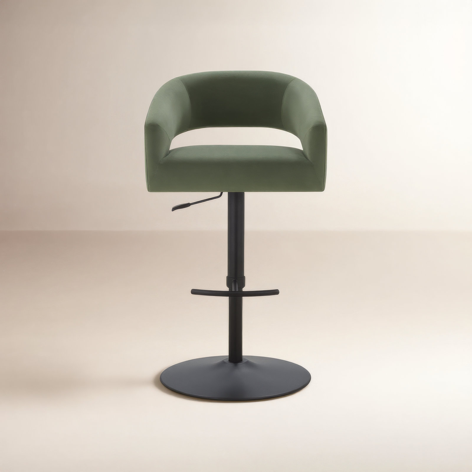 Kira Swivel Bar Stool, Soren Olivine Velvet
