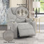 Fauteuil inclinable en chenille gris clair avec lève-personne électrique et massage