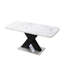 Table de salle à manger carrée moderne en marbre blanc extensible, pieds noirs avec base en métal, carré extensible de 61,71 po de profondeur, plateau de table fini et support, largeur de 27,17 po
