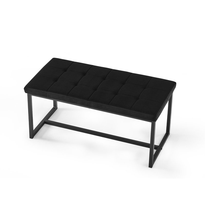Marigolde Velvet Upholstered Bench, Black