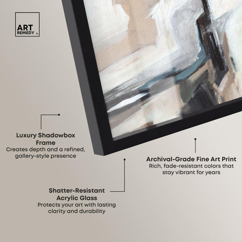 Décoration murale Melodious Art Shadowbox Print Coastal par Art Remedy, H 41 po x l 41 po, Noir