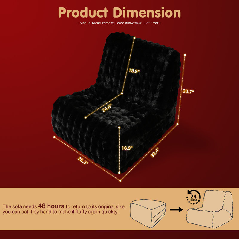 Fauteuil à billes sans accoudoirs rembourré de mousse Hogle , Noir