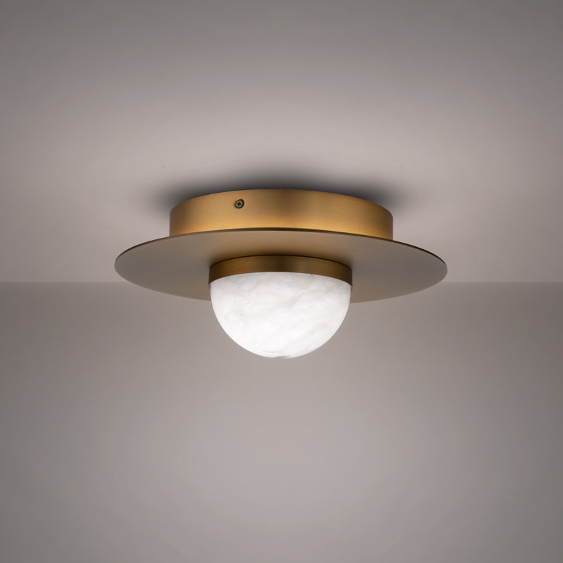 Landed LED Flush Mount, Antique Brass