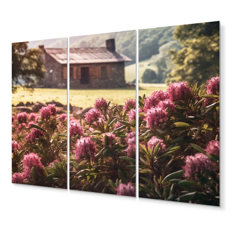 Ensemble de salon d'art mural en métal Rhododendron Blooms At Farm I