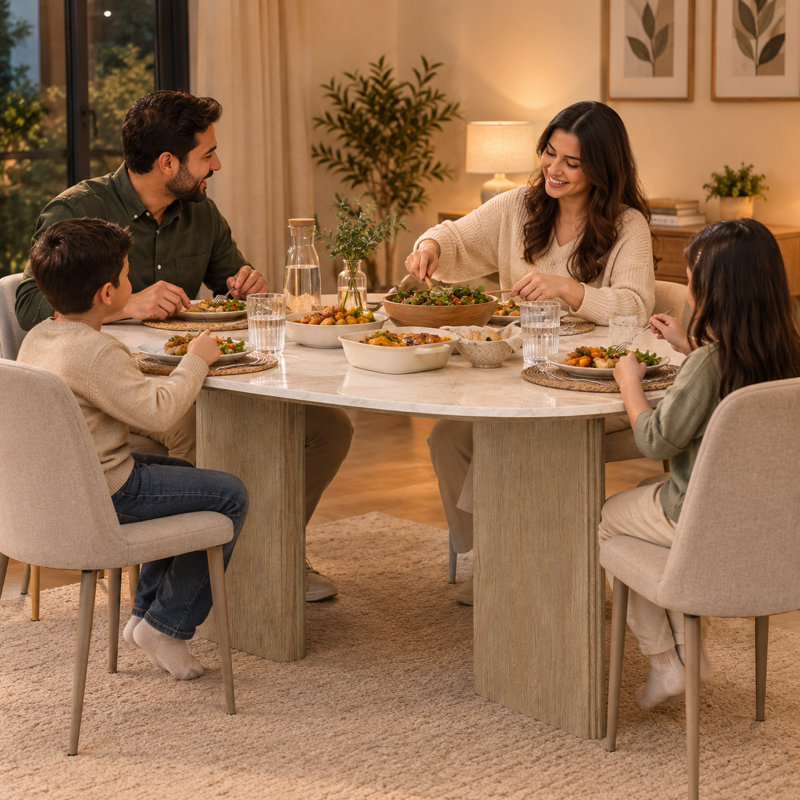 Dining Table with Wood Base