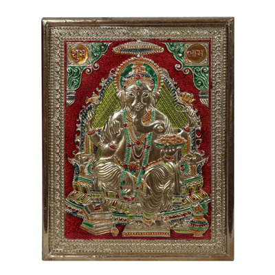 13" Vinayagar (Ganpati) Photo Frame | Brass Painting For Wall