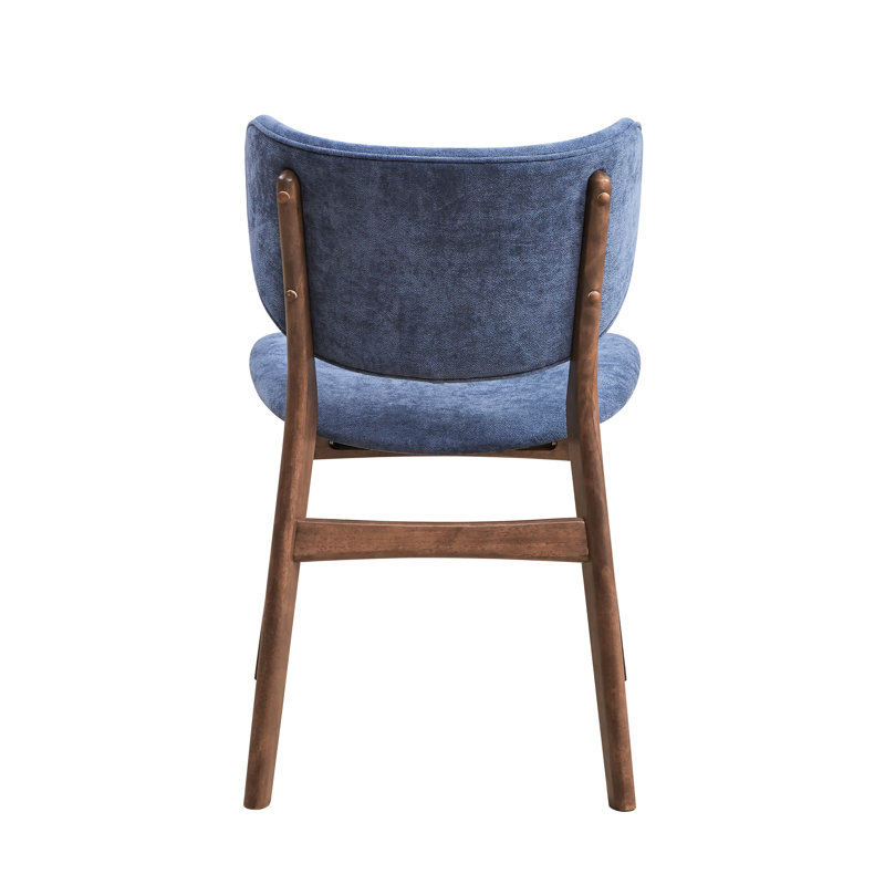 Of 2 Blue Dining Side Chairs - , Water, Scratch, Oil , Mid-Century Modern Style, Comfortable, Walnut Finish Wood 2Pcs Scratch & Back