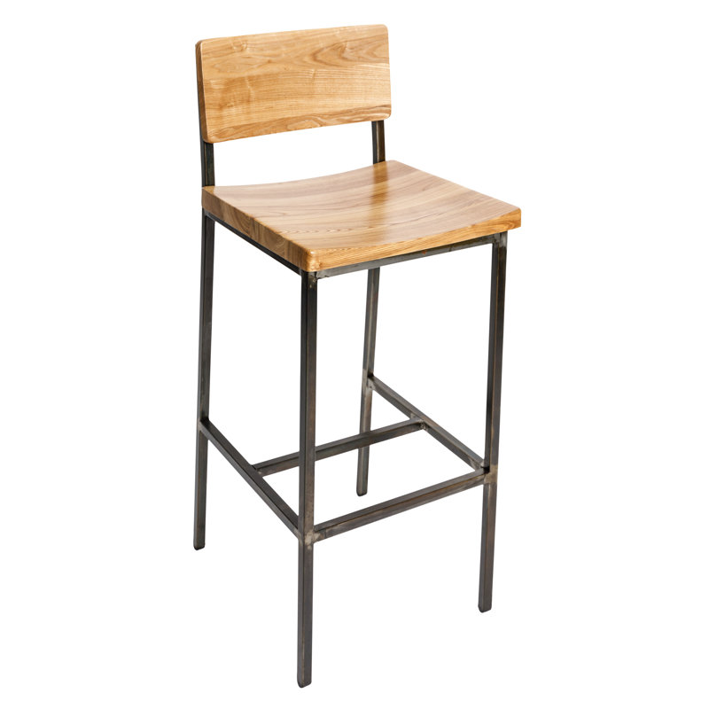 Memphis Solid Wood Stool, Natural/Rustic, Bar Stool 30.25" Seat Height