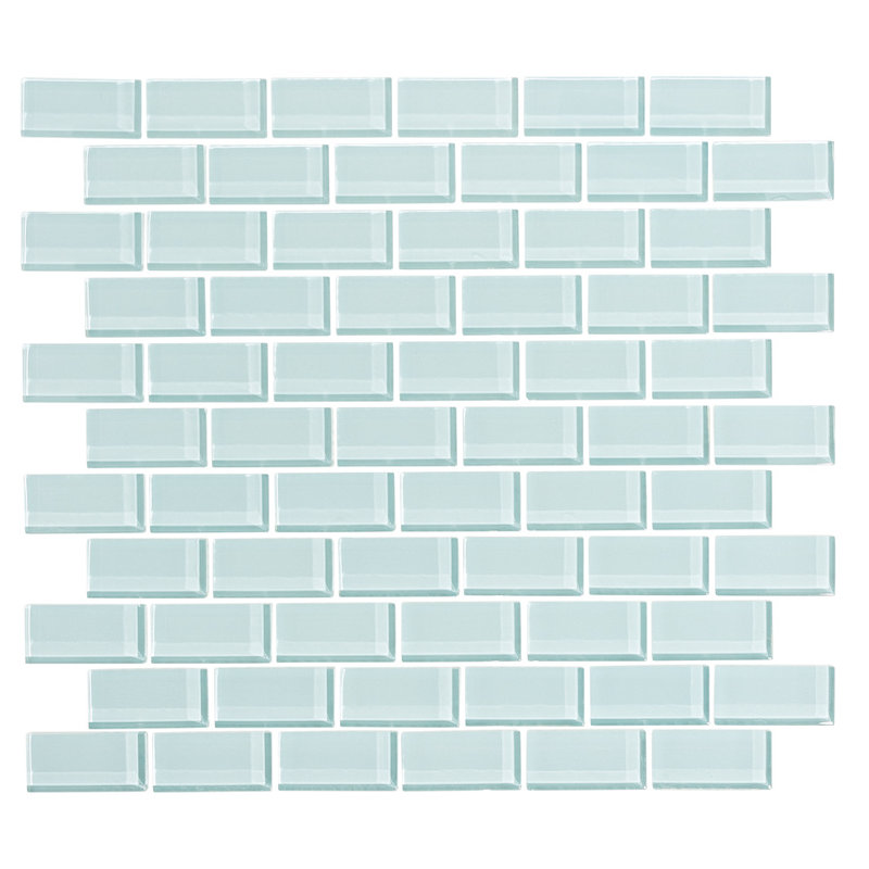 Portugal 1" x 2" Glass Mosaic Subway Tile, Spring blue