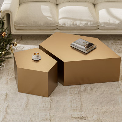  Ensemble de 2 tables basses Modern Gold