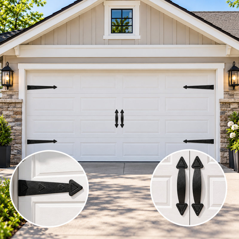 Quincaillerie décorative magnétique pour porte de garage : 8 charnières + 4 poignées