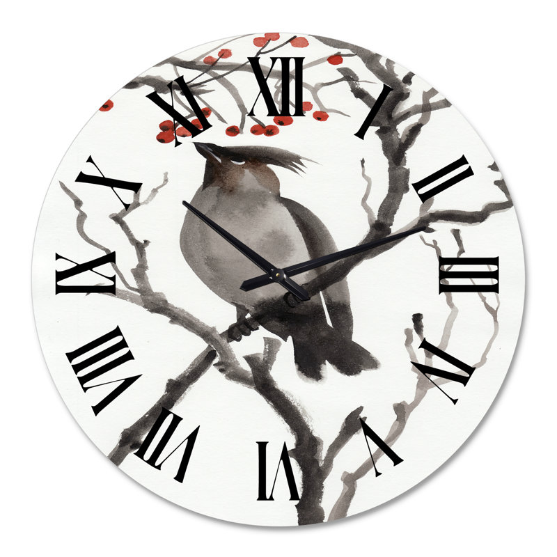Illustration rétro d'un oiseau australien III - horloge murale traditionnelle, Grand