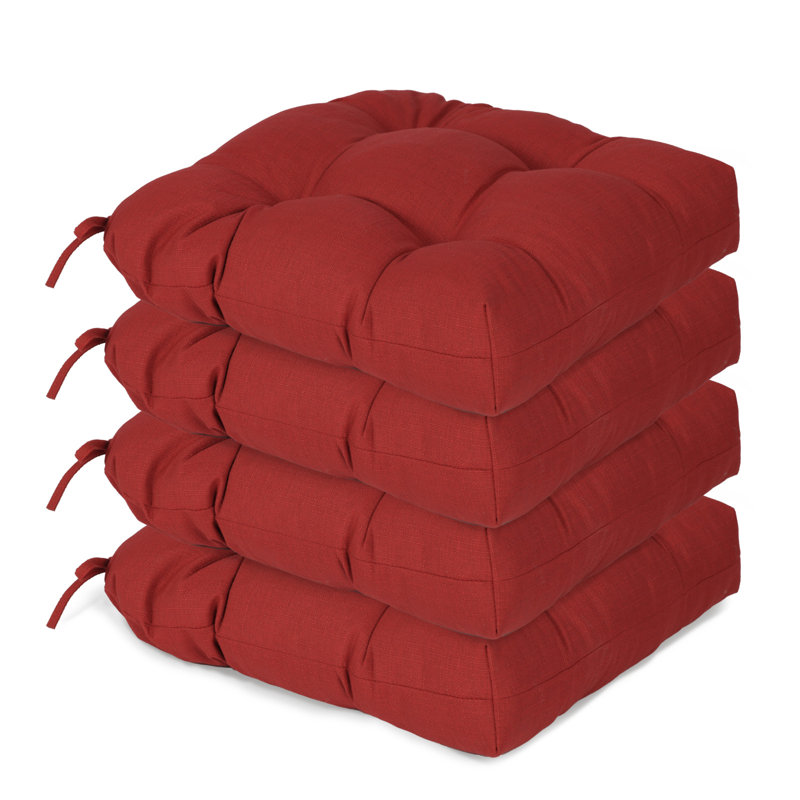 19" x 19" x 5" Tufted Outdoor Chair Cushions, Red