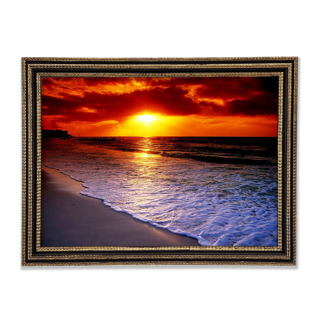 Gerahmtes Wandbild Red Ocean Shoreline