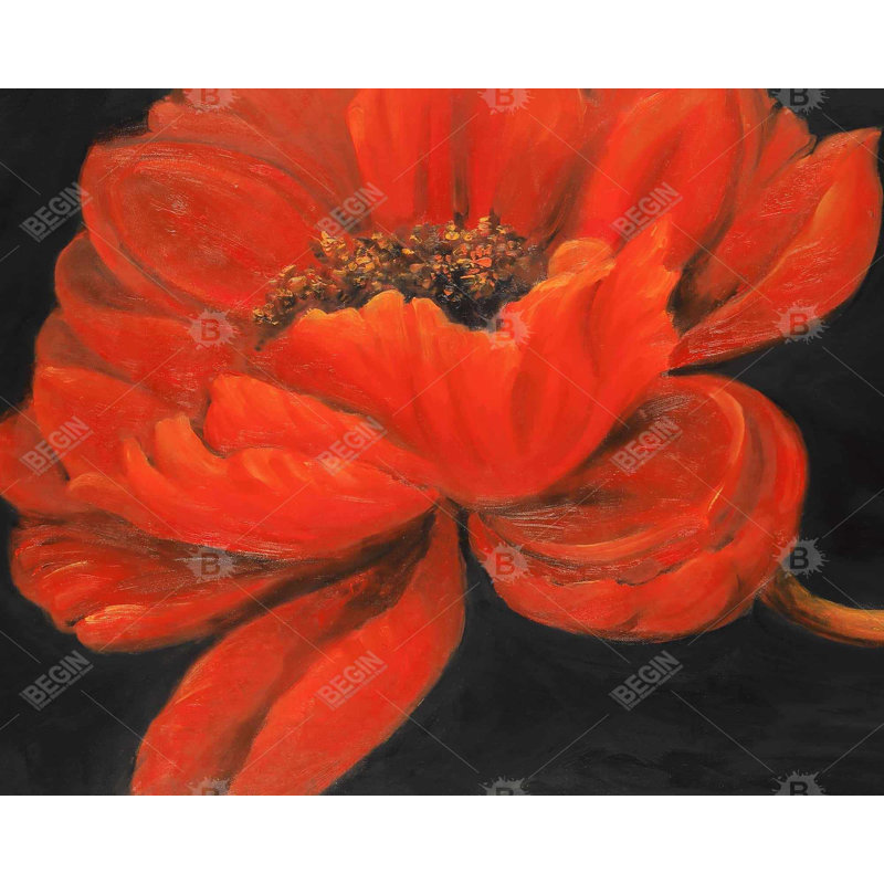 Red Petal Flower Print On Canvas