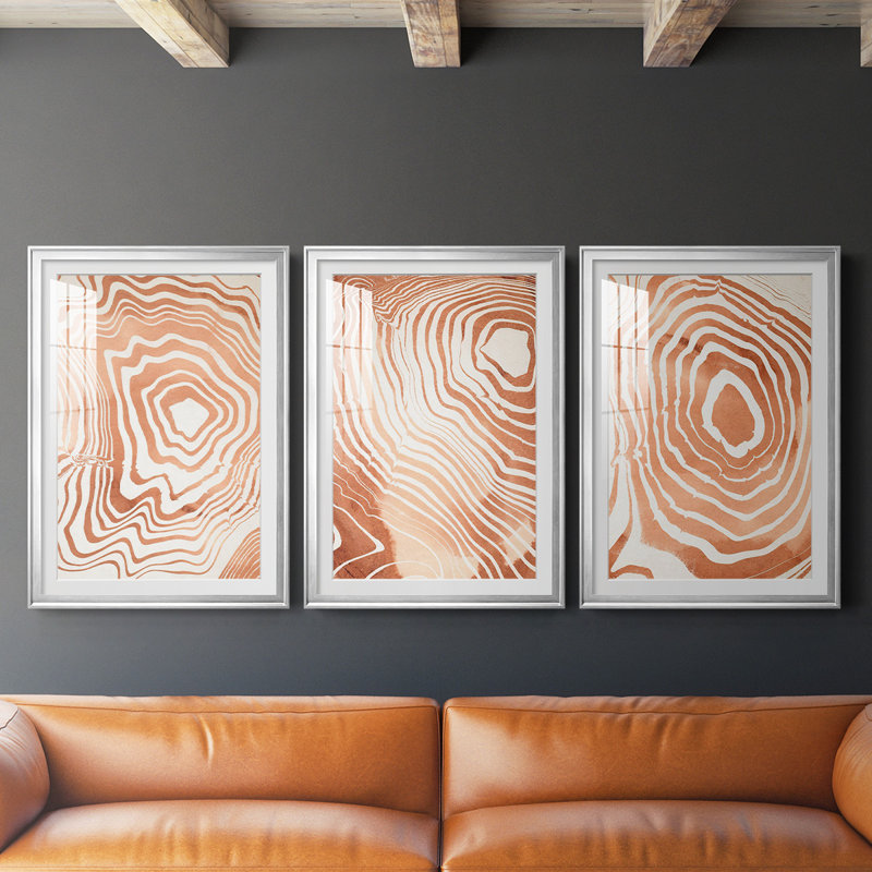 «Suminagashi I», reproduction encadrée de qualité supérieure, H 36,5 po x l 79,5 po x P 2,5 po, Cadre argenté