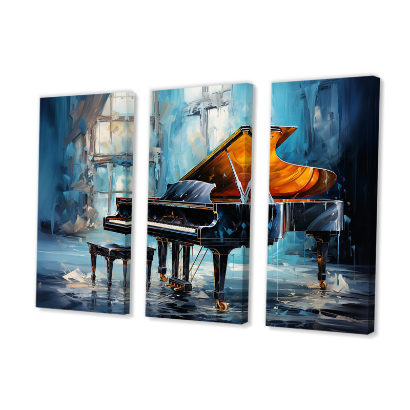Piano Rhapsody In Blue I - Ensemble de décoration murale piano, H 32 po x l 48 po x P 1 po