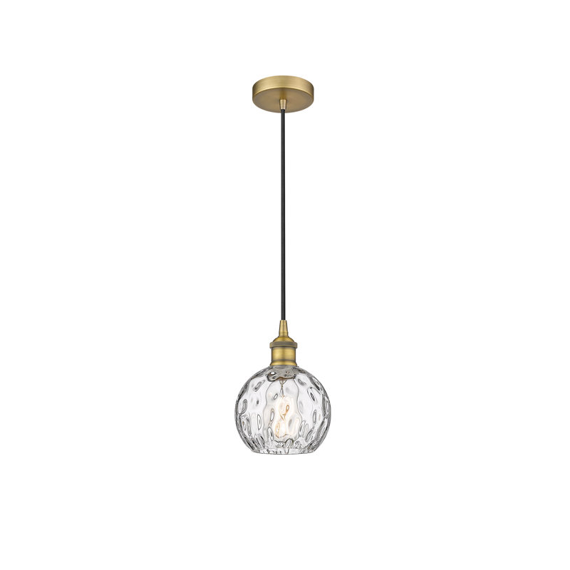 Luminaire suspendu simple à 1 lumière Ralph, H 8,75 po x l 6 po x P 6 po, Laiton brossé